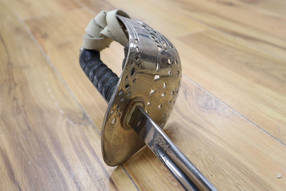 A George V officers sword, with etched blade